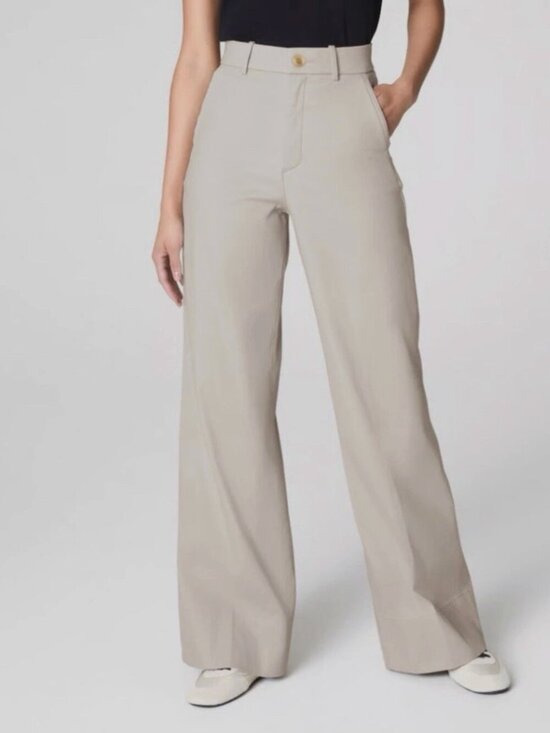 SPANX Pants - Spanx Stretch Twill Wide Leg Pants NWT Bone Petite Length Size L